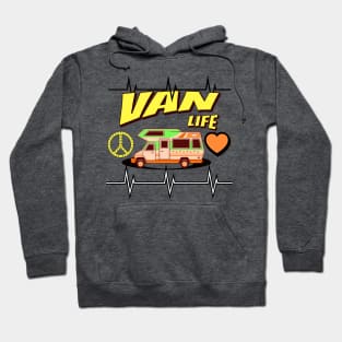 Van Life Heartbeat Hippie Campervan Hoodie